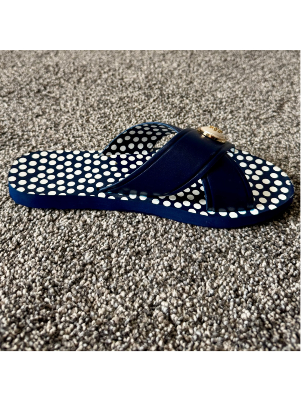 Women's Tory Burch Melody Criss Cross Sandals Navy Sea/New Ivory Size 9 - Picture 10 of 15